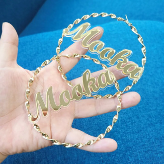 Custom Hoop Earrings Customize Name Earrings Twist hoop earrings Personality Earrings With Statement Words Hiphop Sexy