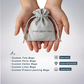 Custom Jewelry Drawstring Bags Personalized Logo Printed Pouches Velvet Jewellery Packaging Sack Wedding Favor Bags
