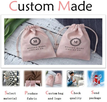 Custom Jewelry Gift Bags Customized Drawstring Pouch in Any Style/Material/Size/Color/Rope Print Individual Logo For Bags/ Box