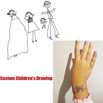 Custom Kids Drawing Bracelet Silver Gold Chain Stainless Steel Customized Actual Children Drawing Bracelet Mother's Gift BFF