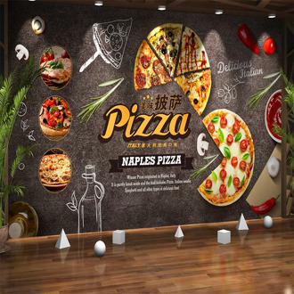 Custom Mural Creative Food Cartoon Pizza Fast Food Photo Wallpaper 3D Wall Painting Living Room Background Wall Decor Wall Cloth