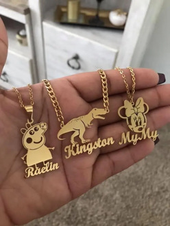 Custom Name Cartoon Character Necklaces Pendants Kids Nameplate Jewelry Stainless Steel Personalised Any Design Letter Necklace