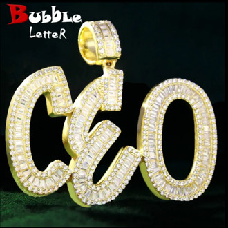 Custom Name Number Baguette Letters Pendant Gold Color Charm AAAA Zirconia Men's Hip Hop Necklace Chain Rock Jewelry