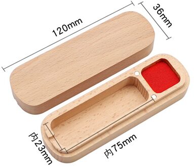 Custom Natuurlijke Beuken Seal Doos Draagbare Geschenkdoos Van Kalligrafie Persoonlijke Naam Stempel Houten Afdichting Opbergdoos Ox Hoorn Stempel doos 20mm Not customized