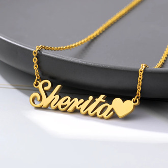 Custom Necklace Heart Pendant Stainless Steel Gold Chain Personalized Name Necklaces Choker Jewelry Necklaces for Women Dropship