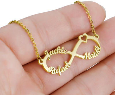 Custom Necklace with 1/2/3/4 Names Stainless Steel Gold Link Chais Handmade Letter Pendant Necklace for Women Statement Necklace