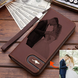 Custom Pattern Engraving Wallet DIY Photo Custom Long Paragraph Lettering Name Signature Multi-function Purse Mother's day gift