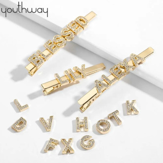 CUSTOM Personalized Crystal Alligator hair clips Bling glitter Rhinestone letter word haipins bridal hair accessories Christmas