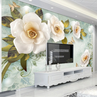 Custom Photo Wallpaper Modern 3D Stereo Floral Murals Living Room TV Sofa Home Decor Rose Flowers Wall Cloth Papel De Parede 3D