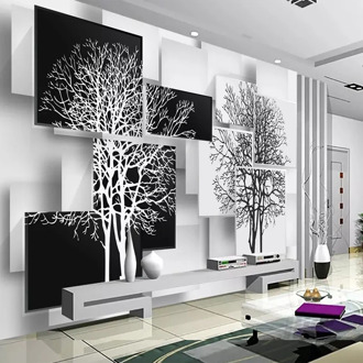 Custom Photo Wallpaper Modern Minimalist Black White Tree 3D Wall Cloth Mural Living Room Bedroom Wall Decoration Wall Covering
