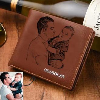 Custom Picture Personalized Short Wallet Men's Double-Sided Inscription Photo Father's Day Gift customized Wallet For Men