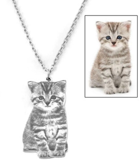 Custom Portrait Your Pet Photo Necklace Pet Lover Gift Cat Necklace Personalized Silver Dog Name Necklace Memory Gift For Her