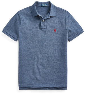 Custom Slim fit polo met logoborduring Blauwgrijs - XXL