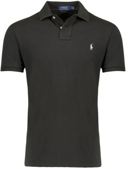 Custom slim fit polo van piqué katoen POLO BLACK/C3870