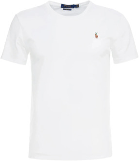 Custom slim fit T-shirt met ronde hals Wit - XS