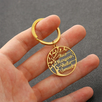 Custom Tree Of Life Keychain Stainless Steel Family Keyring For Women Men Gift Custom Name Key Chain Nameplate Key Ring Jewelry