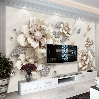 Custom Wall Cloth European Style 3D Stereo Jewelry Flower Photo Murals Wallpaper Living Room TV Luxury Background Wall Paper 3 D