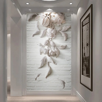 Custom Wall Murals 3D Embossed White Flower Photo Wallpapers Living Room Hotel Entrance Backdrop Wall Cloth Art Papel De Parede
