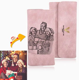Custom Wallet Ladies Long Lantern Wallet Custom Picture Carved Pink Wallet Christmas Gift Purse