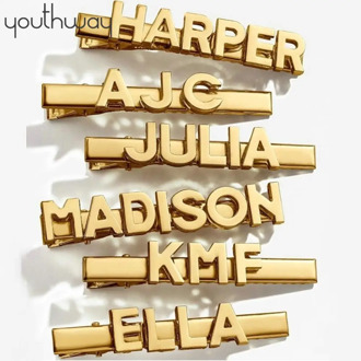 CUSTOMIZE smooth metal letter word haipins Personalized gold color word name hair clips bridal kids hair accessoires jewelry