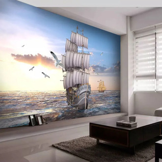Customized 3D Sea Sunrise Landscape Wall Covering Decorative Mural Wallpaper For Walls 3 D Living Room Bedroom background Decor