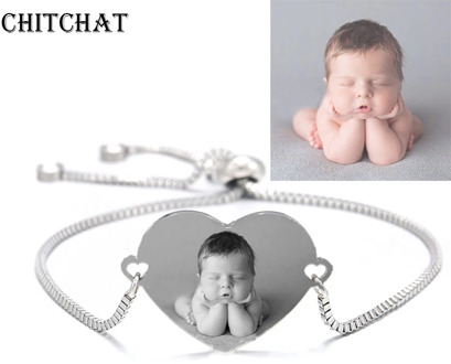 Customized Bracelets Engrave Photo Name Date Bracelet Stainless Steel Engrave Adjustable Bangles For Women ID Tag Memory Gift