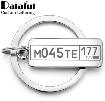 Customized Engraved Keychain For Car Logo Plate Number Personalized Gift Anti-lost Keyring Key Chain Ring P009C