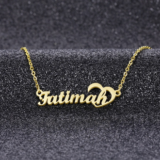 Customized Fashion Stainless Steel Name Necklace Personalized Letter Gold Choker Necklace Pendant Nameplate Gift