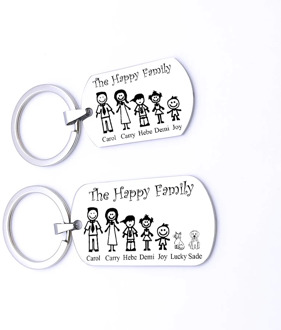 Customized Keychain Engraved Family Member Pets Names Key Chain Charm For Parents Children Commemorate Gift Keyring Dropshipping