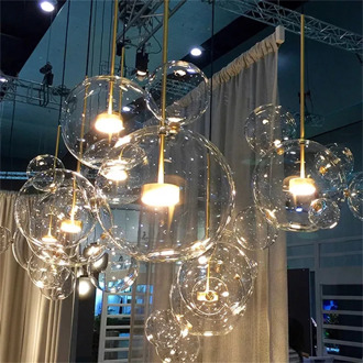 Customized Living room Chandelier Modern Clear Glass Bubble Lamp Chandelier for Children room Indoor Decor Light Fixture