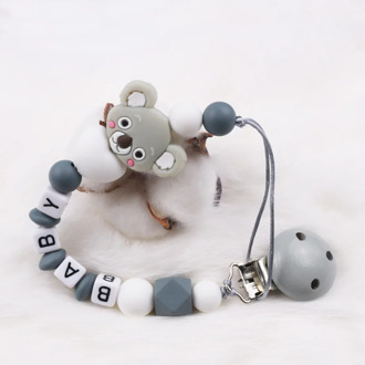 Customized Name Baby Pacifier Clips Chain Koala Silicone Bead Dummy Chain Newborn Attache Sucette Baby Molar Chains Gift