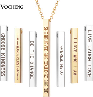 Customized Personalized Engraved Name Pandent 50cm Inspire stainless steel jewelry Bar Quote Necklace women necklace SL-011