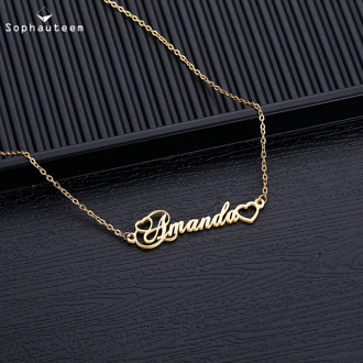 Customized Personalized Name Necklaces Lovers' Birthday Gift for Women Heart Fashion Stainless Steel Custom Nameplate Jewelry