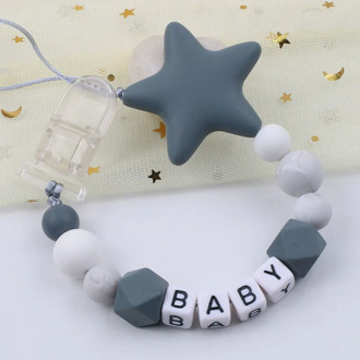Customized Silicone Pacifier Clips Chain For Infant Big Star Feeding Chew Toy Pacifier Chain Holder Baby Shower Gift
