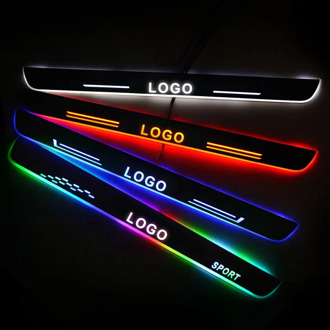 Customized Static light Acrylic LED Door Sill Scuff Plate Moving Light Illuminated Door Running Board Trim Pedal Car Accessories