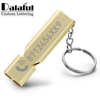 Customized Whistle Keychain Double Pipe High Decibel Outdoor Emergency Survival Engraved Logo Name Anti-lost EDC Keyrings K383