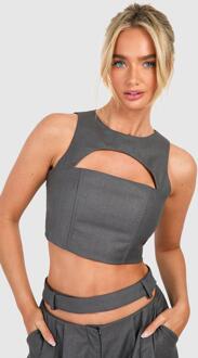 Cut Out Crop Top, Charcoal - 10