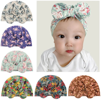 Cute 1PCS Infant Kids Newborn Baby Turban Headbands India Hats Beanie Cotton Blend Printed Bow Knot Caps Children Girls Headwear