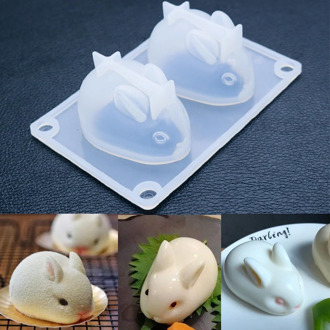 Cute 3D Easter Bunny Silicone Rabbit Shape Mousse Cake Chocolate Desser Silicone Mold Cupcake Topper Baking Pastry Decorating