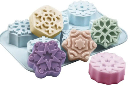 Cute 3D Handicraft Candle Mold Christmas Snowflake Soap Mold Silicone Mold Aromatherapy Plaster Five-pointed Star Plastic Mold