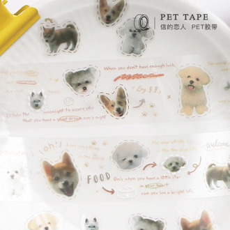 Cute Animal Pet Cat Dog Transparent PET Washi Tape Decorative Adhesive Tape Decorative Diy Scrapbooking Sticker Label Stationery