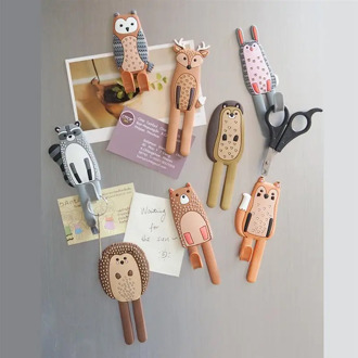 Cute Animals Magnetic Hooks Removable Decorative Fridge Sticker Refrigerator Message Magnet Coat Hanger Key Holder Storage Hook