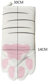 Cute Cartoon Animal Cat Paw Oven Long Mitt Microwave Heat Resistant Non-slip Gloves Cotton Baking Insulation Glove 1PC wit