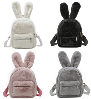 Cute Cartoon Animal Rabbit Plush Backpack Creative Cute 6 Colors Rabbit Ears Plush Backpack Small Bag Christmas Gift For Girls