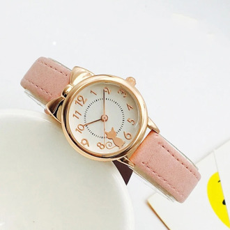 Cute Casual Girl Watch Kids Cute Leather Strap Cat Watches Waterproof Lovely Kid Children Quartz Student Wristwatch High Quality