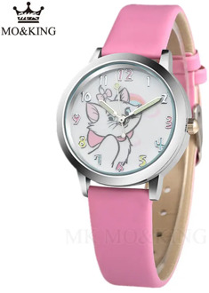 Cute Cat Cartoon Quartz Watch child leather Watches Cat Pattern Watch Women Wristwatches Clock Relogio Feminino girl Watches