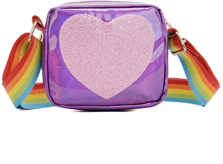 Cute Children's mini Crossbody Bag PU Leather Rainbow Love Girls Princess Coin Purse Kids Shoulder Bag Small Square Bags