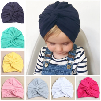Cute Cotton Blend Baby Turban Hat Newborn Beanie Caps Kids Girls Headwear Infant Toddler Shower Hat Birthday Gift Photo Props