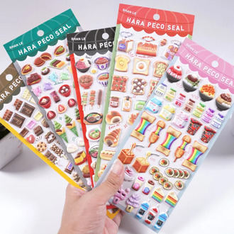 Cute Delicious Food Cake Chocolate Ice Cream Puffy 3D Stickers Scrapbooking Diy Stationery Korean Stickers