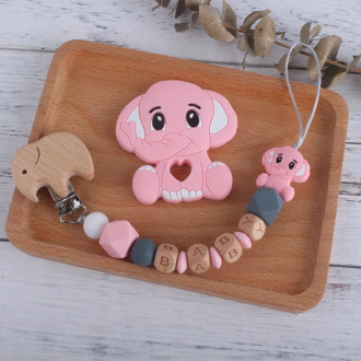 Cute Elephant Pacifier Clips Holder Chain Silicone Baby Teethers Newborn Baby Shower Gift